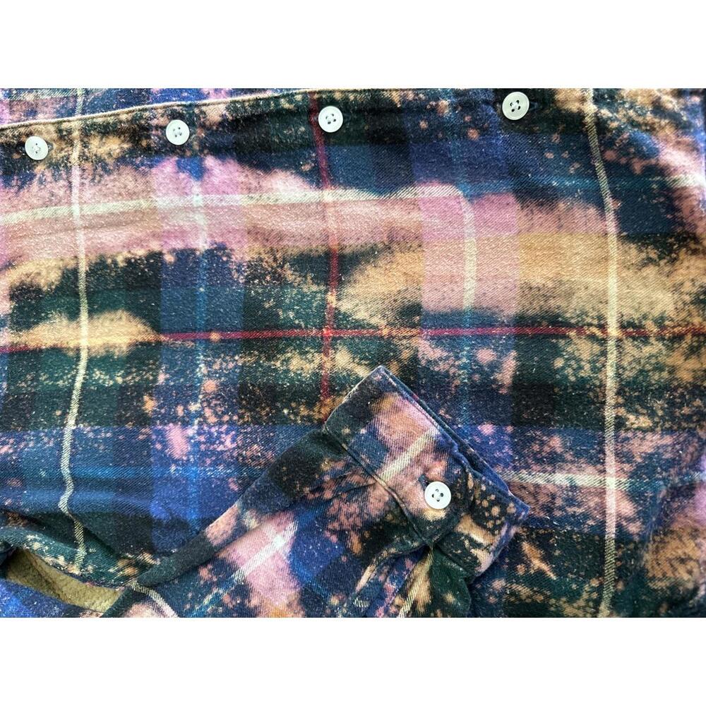 Upcycled and Distressed Button-Up Flannel Shirt | Size XS | OOAK - Picture 3 of 6